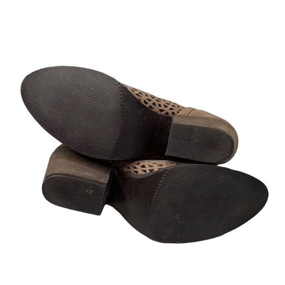 Krbonell Brown Leather Perforated Pointed Toe Booties - Picture 7 of 7